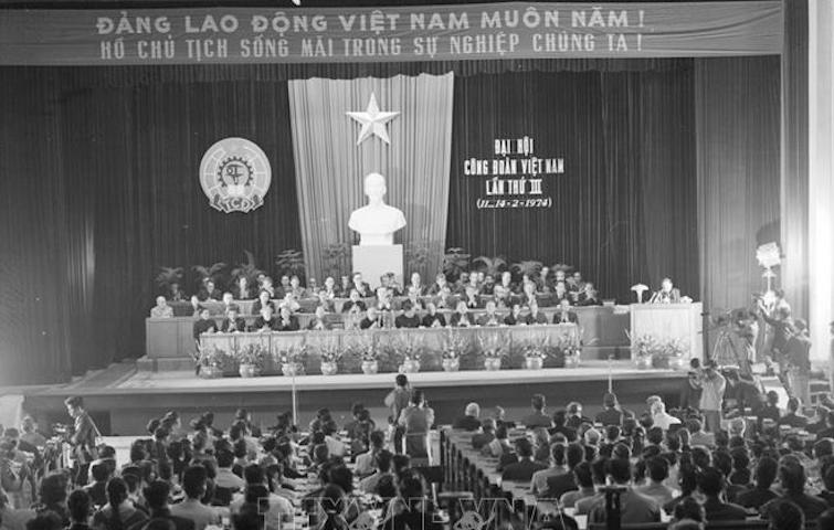 Đại hội Công đoàn Việt Nam lần thứ III, năm 1974. Ảnh: TTXVN.